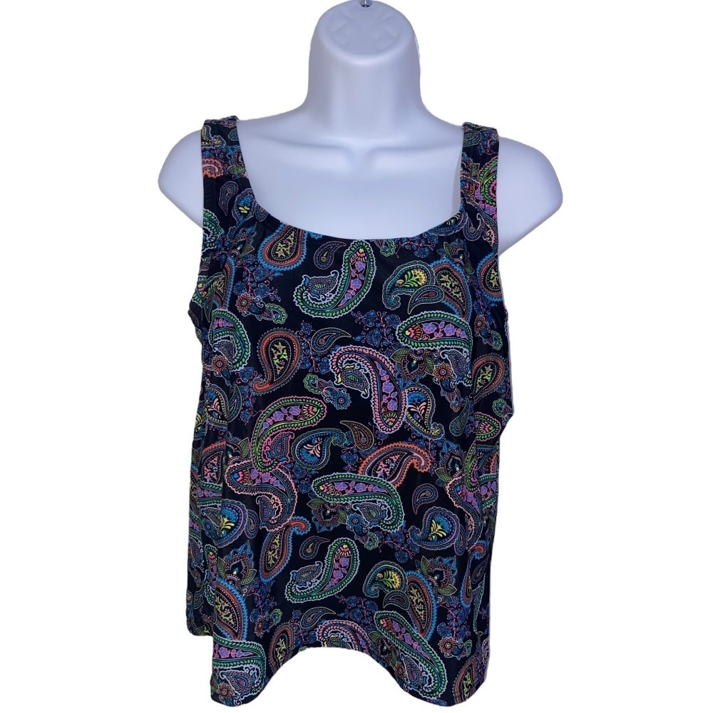 Blair Swim Top Multicolor Paisley Built-In Bra Tankini Boho Summer 10